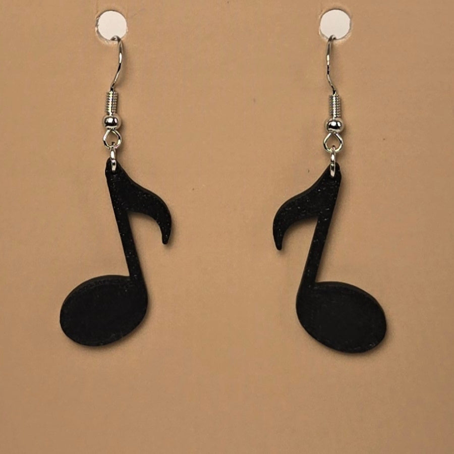 Boucle d'oreille en forme de Note Noir avec crochets hypoallergéniques sans nickel